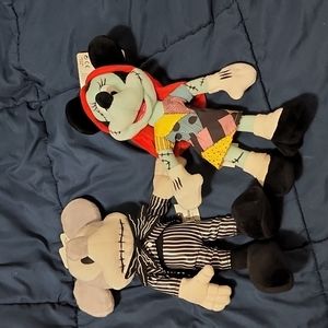 Set of Jack and Sally Mickey and Minnie Stuffies